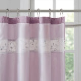Faux Silk Embroidered Shower Curtain, Lavender Purple/Brown