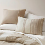 3-pieces Stripes Down Cotton Oversized Comforter Set, Tan