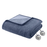 Buttery Soft Feel Faux Feathersoft Heated Blanket, Navy