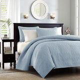 3 Piece Reversible Cottage Quilt Set, Blue