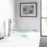 Cadenza Series 17 in. Bathroom Vessel Sink with Scratch-Tough and Stain-Resistant Non-Porous Surface in Clear Glass