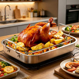 15.6'' Roasting Pan with V-Shaped Rack, Rectangular