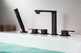 ANZZI Shore 5-Hole Deck Mount Tub Filler, 3-Handle Control, Integrated Hand Sprayer, Solid Brass, 1.8 GPM Flow, cUPC Certified, Various Finishes