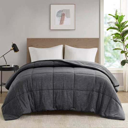 Oversized Jersey Knit Down Alternative Comforter, Black
