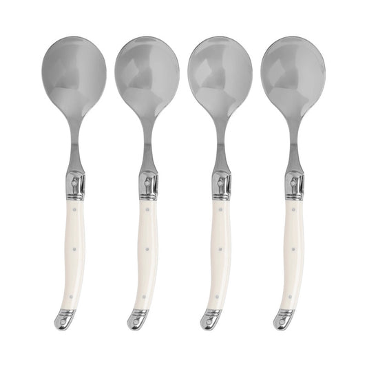 Laguiole Soup Spoons Set of 4 with Faux Ivory Handles