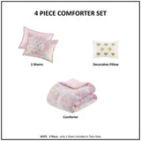 Gold Metallic Printed Plush Comforter Set, Pink