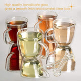 4 Double Wall Glass Coffee Mugs with 2 Spoons