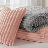 300GSM Fluffy Ribbed Plush Comforter Set,Gray