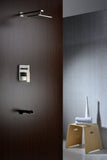 Mezzo Series Single Handle Wall Mounted Showerhead and Bath Faucet Set in Brushed Nickel