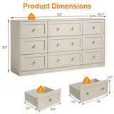 9-Drawer Dresser with Gold Knobs, 4 Colors