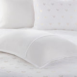 Gold Metallic Printed Plush Comforter Set, White