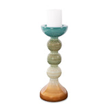 Capri Stripe Glass Candle Holder- Short