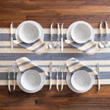 French Home 18”X 57” Blue and Cream Striped Table Runner