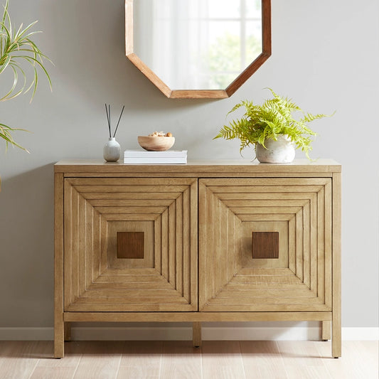 Geometric 2-Door Storage Cabinet with Adjustable Shelves