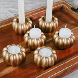 Gold Pumpkin Tealight Candlestick Holder Set of 6
