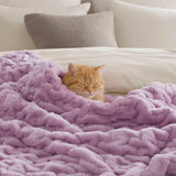 Soft Ruched 50x60" Throw Blanket, Purple