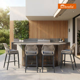 PURPLE LEAF Patio Sunbrella Bar Stools Set of 2 Rattan Bar Aluminum Bar Stool Outdoor Barstools with Back and Cushion for Garden Kitchen Island
