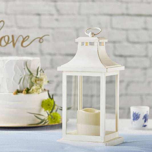 LED Vintage Ivory Lantern with Flameless Candle