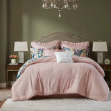 8 Piece Abstract Floral Reversible Comforter Set, Multicolor