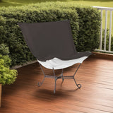 Patio Scroll Puff Chair Seascape Charcoal Titanium Frame