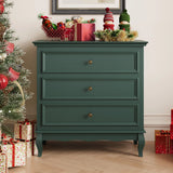 Green 3 Drawer Dresser For Bedroom, Wide Chest of Drawers
