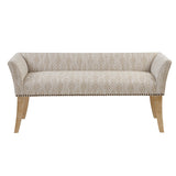 Flared Low Arm Low Back Accent Bench, Taupe Patterned