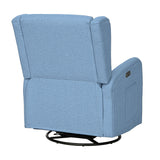 3-in-1 Wingback Swivel Chair Power Recliner, Light Blue