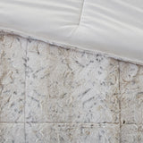 Long Faux Fur 4-Piece Comforter Set, Snow Leopard