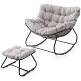 Patio Rocking Chair with Ottoman and Cushions, Patio Wicker