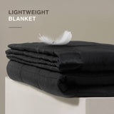 Lightweight Down Alternative Blanket with Satin Trim, Black