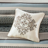 Classical Damask 7-Piece Comforter Set, Brown/Blue