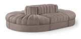 Rummi - Oval Velvet Performance Fabric Upholstered 6 Piece Modular Sectional