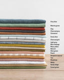 Ruffle trim linen tea towel in Matcha green