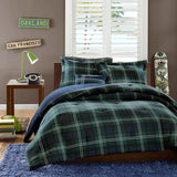 Cabin-Look Green Plaid 4-Piece Comforter/Coverlet Set