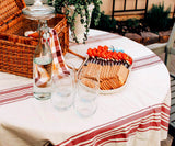 Red Striped Round Tablecloth