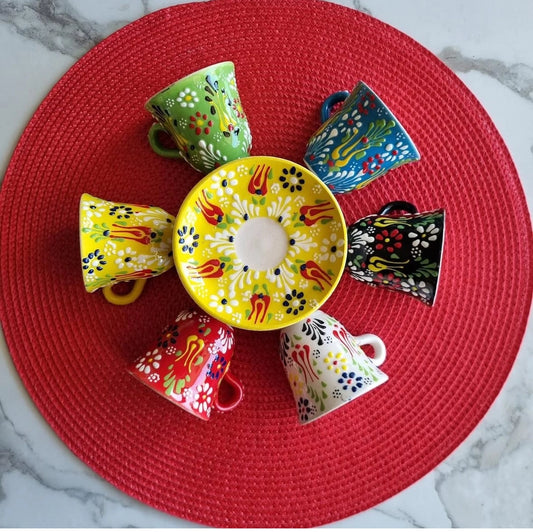 Handmade Turkish Coffee Cups & Saucers Set