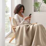 Waffle Weave Cotton Bedding Blanket, Khaki