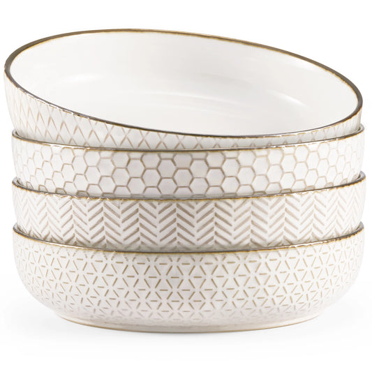 Kook Ceramic Pasta Bowls, 40 oz, Set of 4