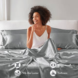 Luxury Satin 6-Piece Sheet Set, Dark Grey