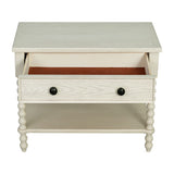 26"H Large Turned Wood Spindle Nightstand, Antique Cream