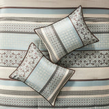 Classical Damask 7-Piece Comforter Set, Brown/Blue