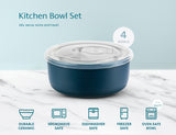 Kook Ceramic Nesting Bowl Set with Lids, 4-Piece
