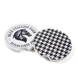Blue Stallion Houndstooth Ceramic Car Coasters