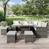 7 Piece Outdoor Patio Furniture Set, Wicker Conversation Set