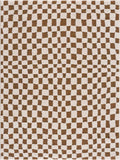 Lajos Brown Checkered Shag Rug - Clearance