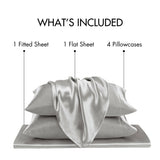 Luxury Satin 6-Piece Sheet Set, Light Grey