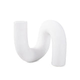 White Abstract Curved Tube Vase Short