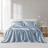 Wrinkle-Free Solid Satin Luxury Sheet Set, Blue