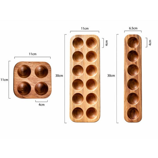 Wooden Egg Storage Tray Natural Acacia Holder