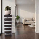 Stepped Black Wood Veneer Pedestal with Mirror - Tall